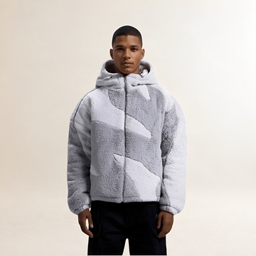 Chaqueta con capucha para hombre con cierre de cremallera y corte relajado