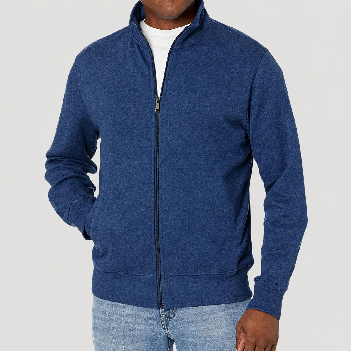 Chaqueta cortaviento con cierre zip para hombre estilo casual con cuello alto y ajuste regular
