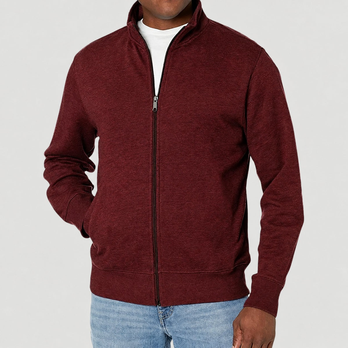 Chaqueta cortaviento con cierre zip para hombre estilo casual con cuello alto y ajuste regular