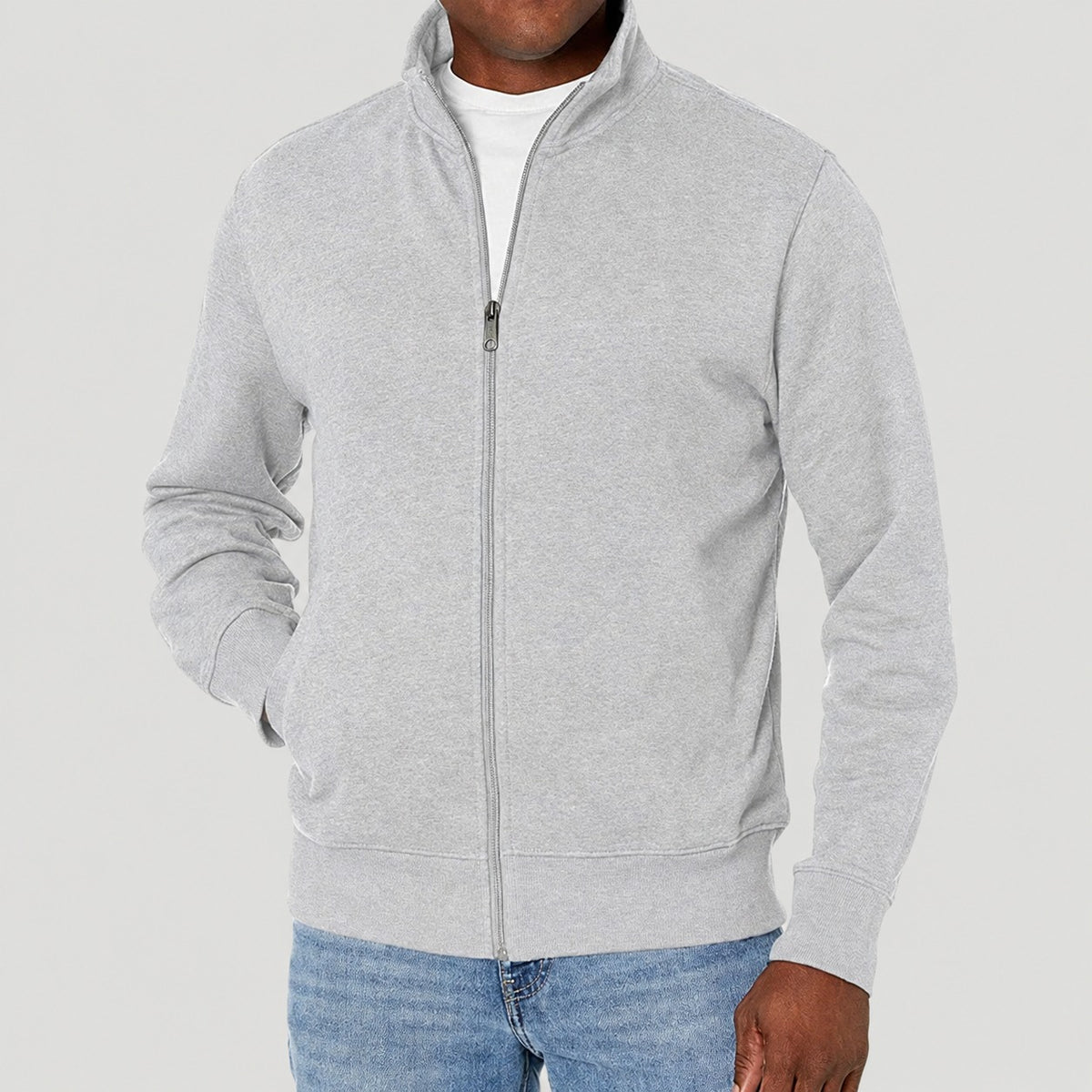 Chaqueta cortaviento con cierre zip para hombre estilo casual con cuello alto y ajuste regular