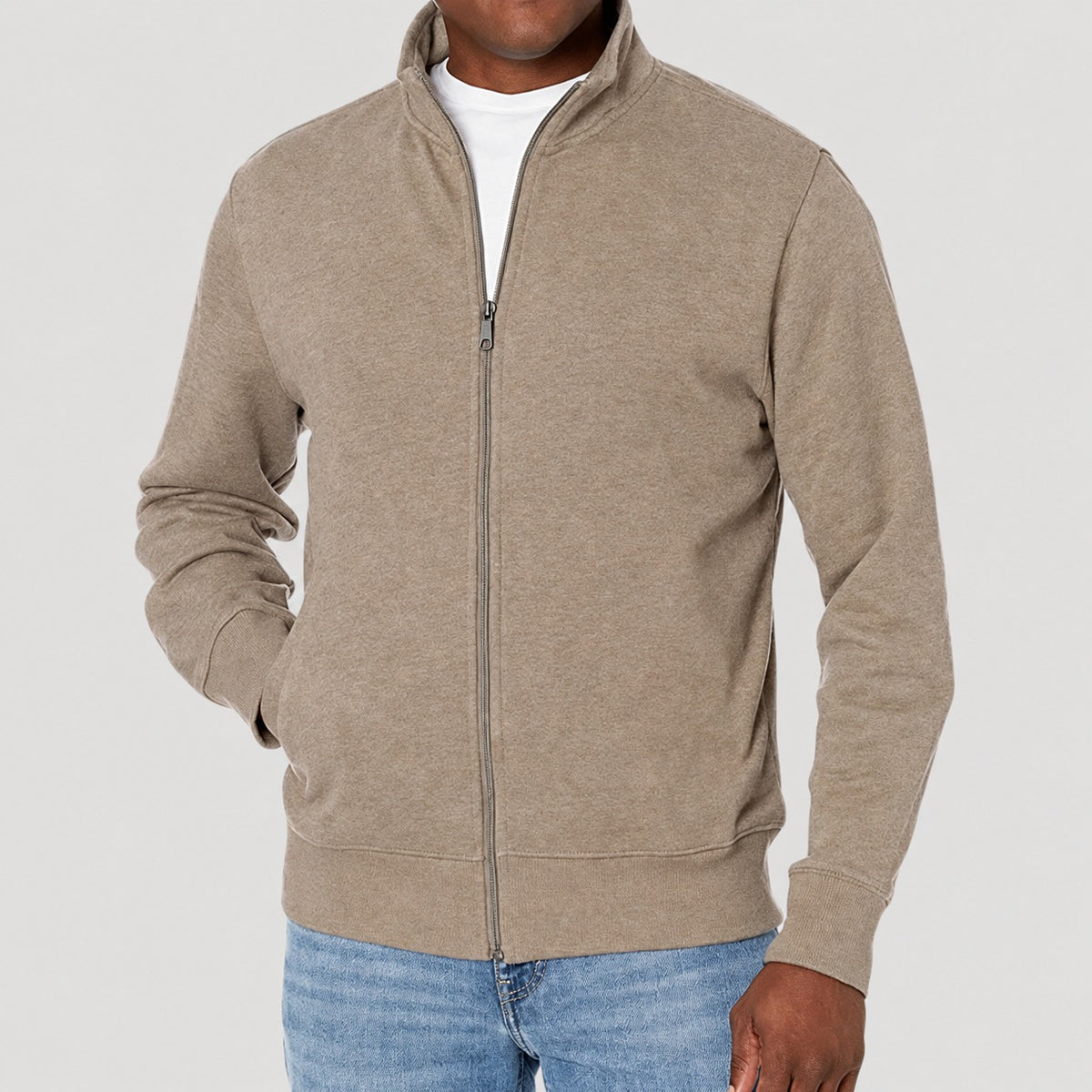 Chaqueta cortaviento con cierre zip para hombre estilo casual con cuello alto y ajuste regular