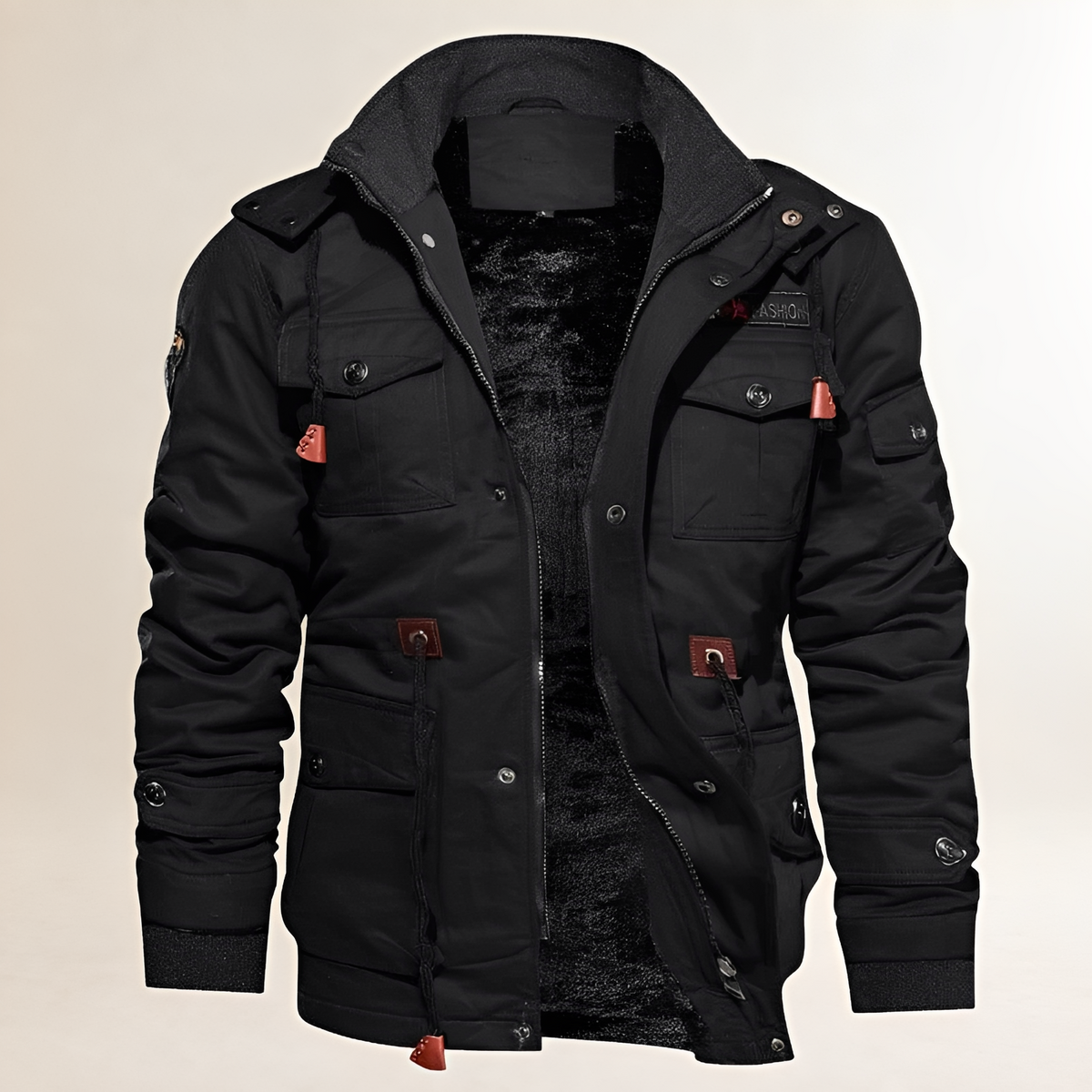 Chaqueta de hombre con capucha y múltiples bolsillos - ajuste ajustable estilo casual