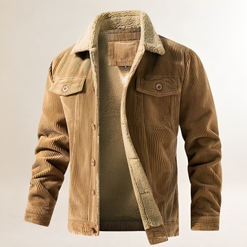 Chaqueta de hombre con cuello de felpa y cierre de botones - corte regular