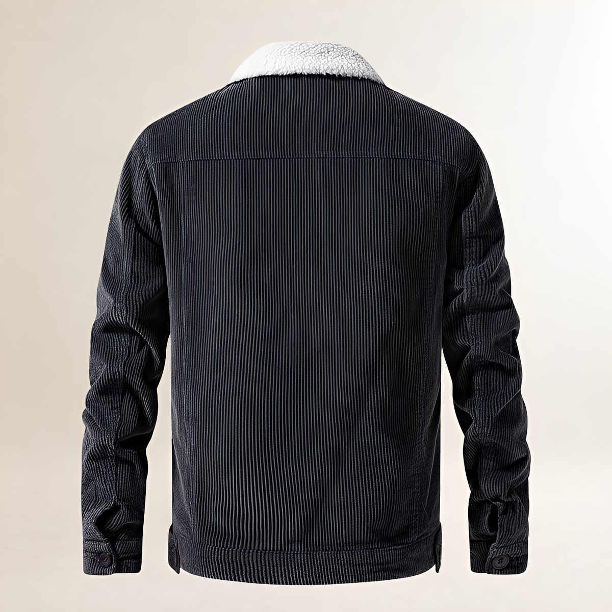Chaqueta de hombre con cuello de felpa y cierre de botones - corte regular