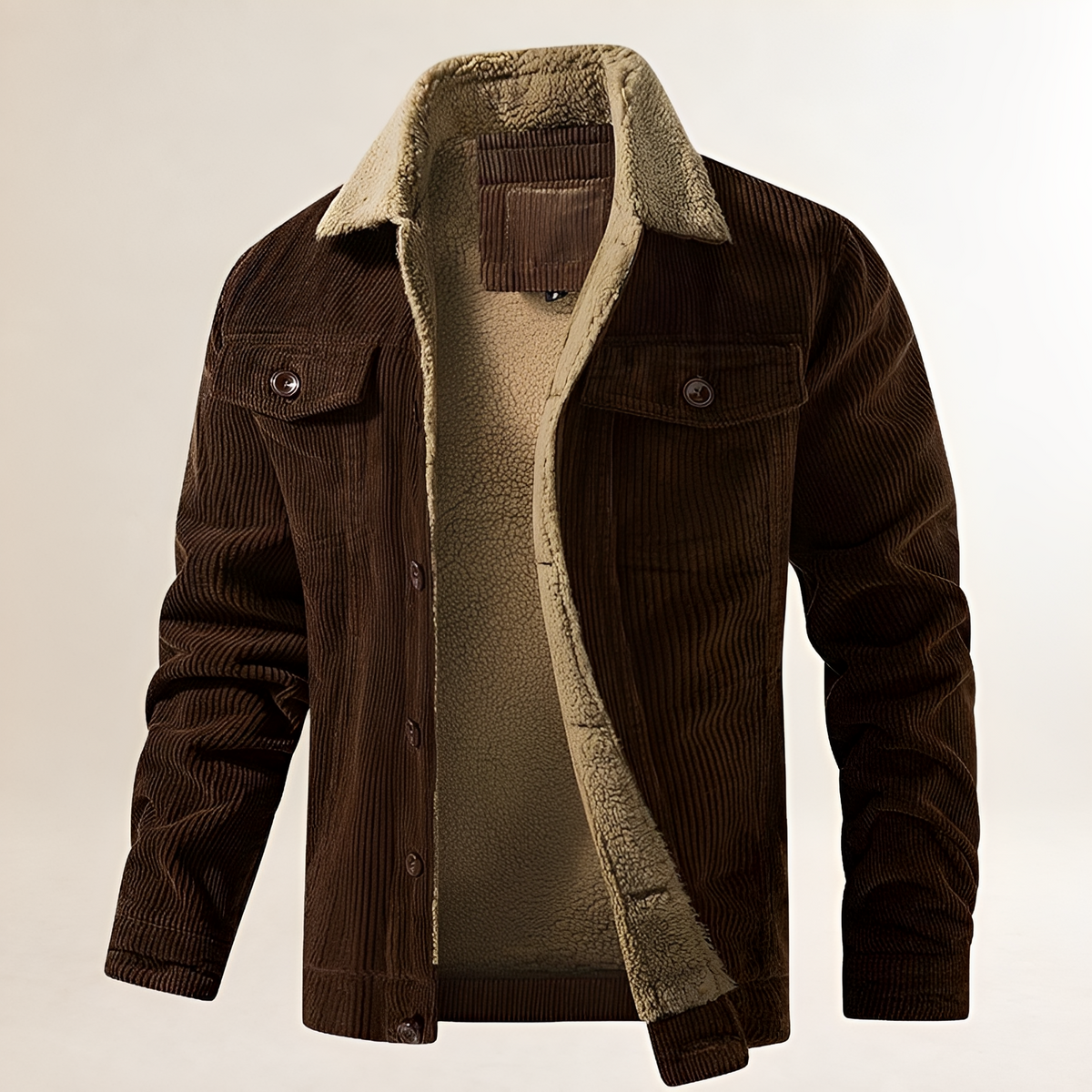Chaqueta de hombre con cuello de felpa y cierre de botones - corte regular