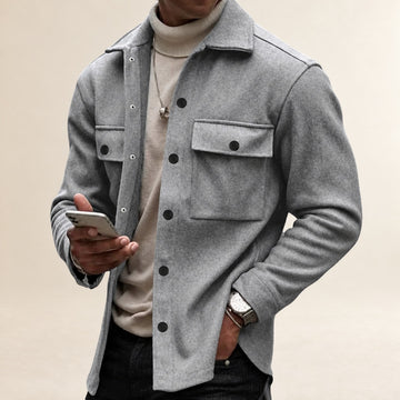 Chaqueta de hombre de botones con bolsillos - corte casual manga larga