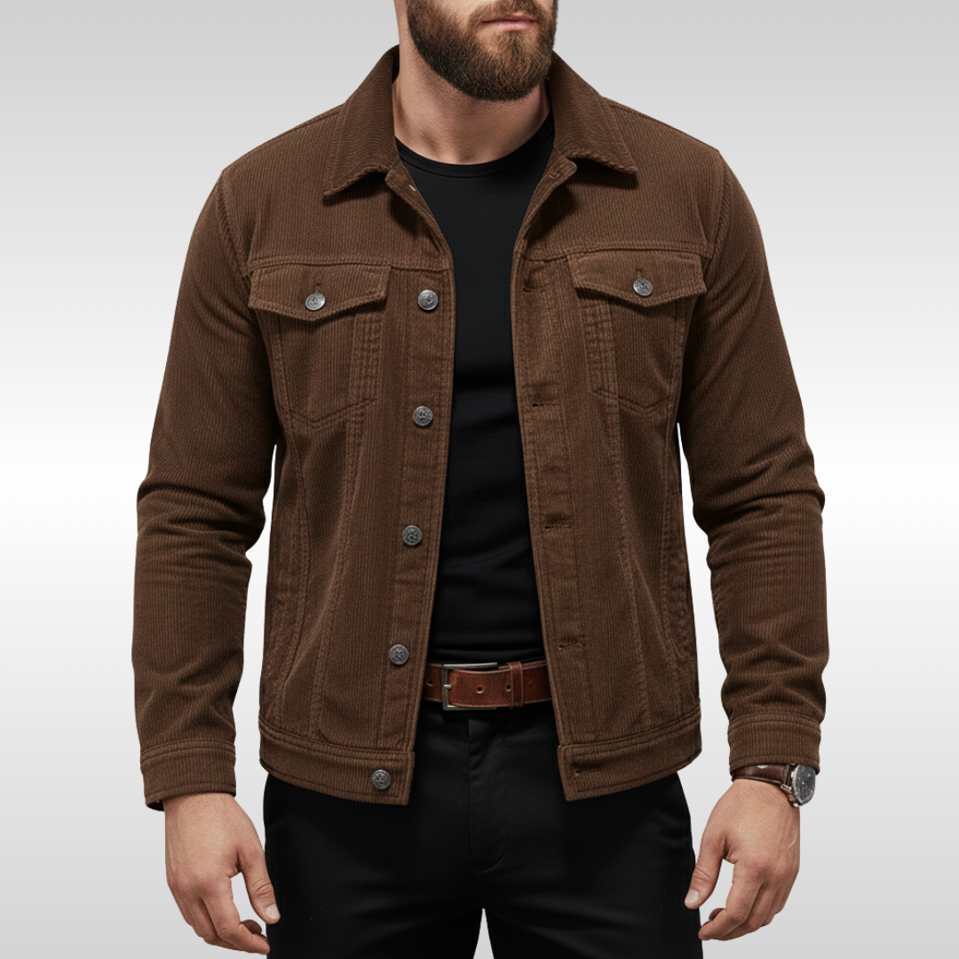 Chaqueta de hombre de botones con bolsillos en el pecho y corte estructurado