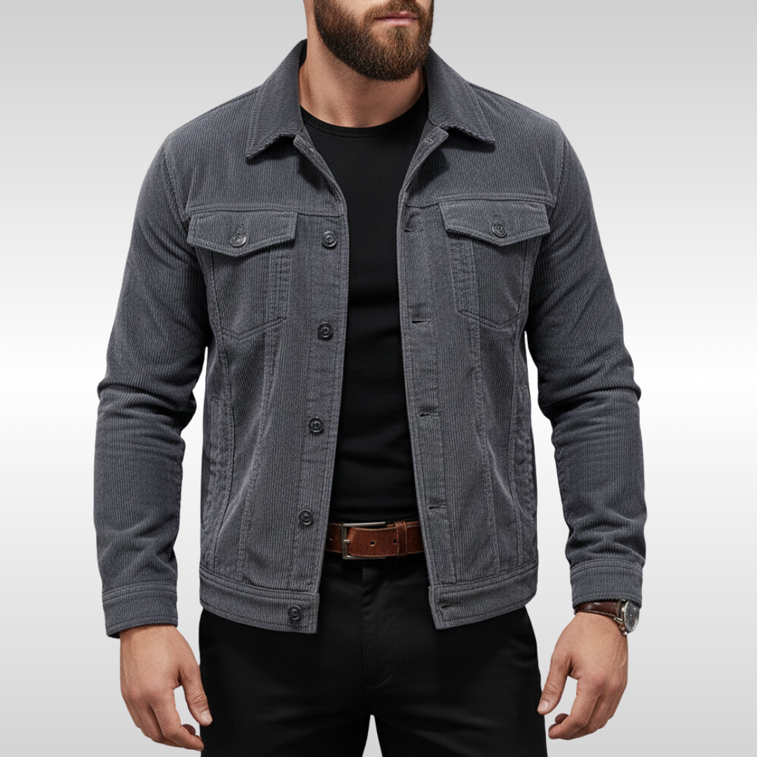 Chaqueta de hombre de botones con bolsillos en el pecho y corte estructurado