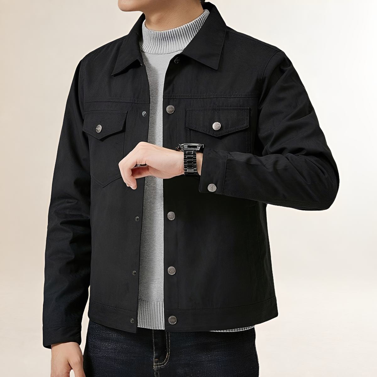 Chaqueta de Hombre de Estilo Clásico con Bolsillos en el Pecho - Corte Regular