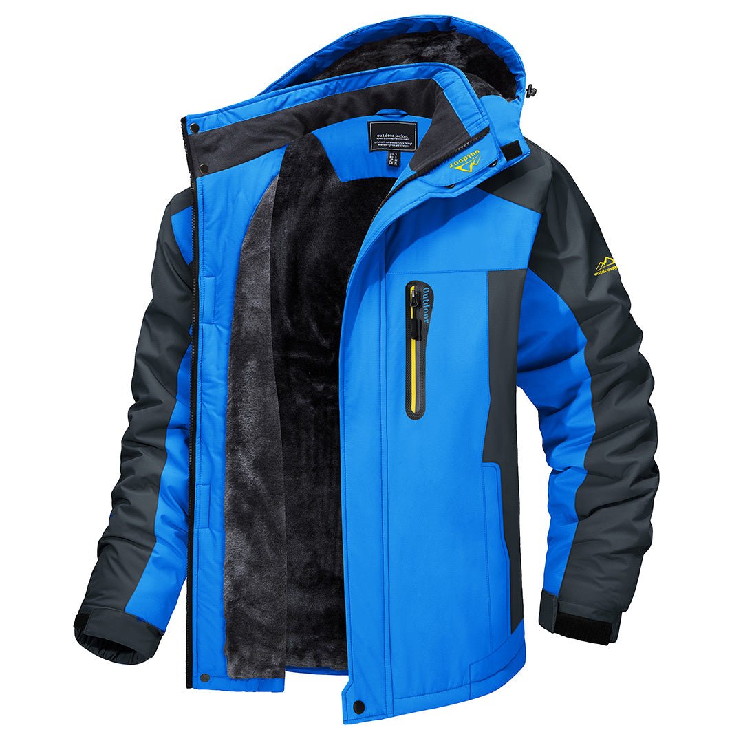 Chaqueta de invierno aislante para hombre con capucha extraíble y cuello alto - bolsillo en el pecho con cremallera
