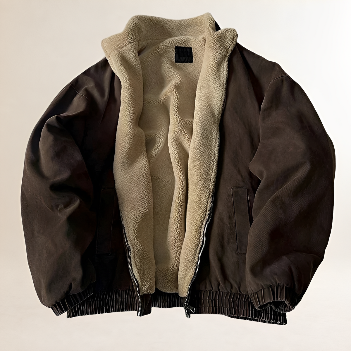 Chaqueta de invierno para hombre con cierre de cremallera y ajuste relajado