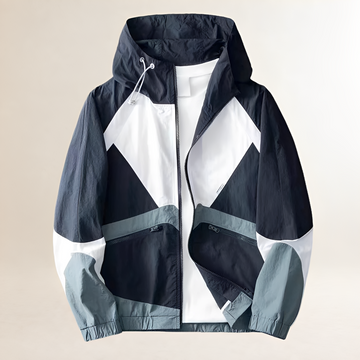 Chaqueta de lluvia para hombre con capucha ajustable y bolsillos con cierre - corte regular