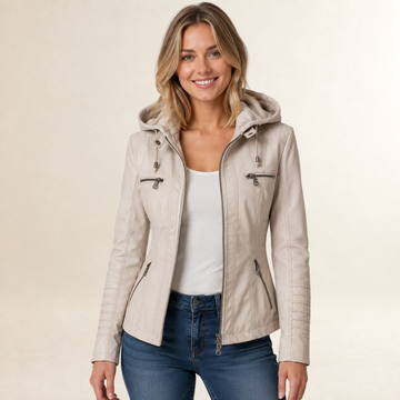 Chaqueta de mujer con capucha desmontable y cierre de cremallera completa - Corte regular