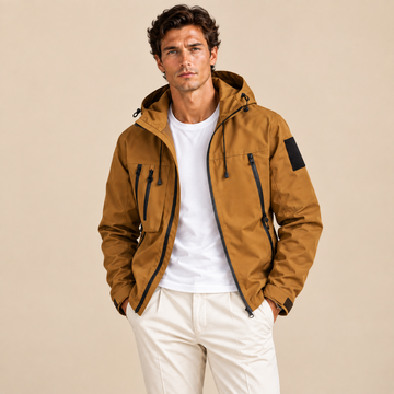 Chaqueta exterior para hombre con capucha y cierre completo de cremallera
