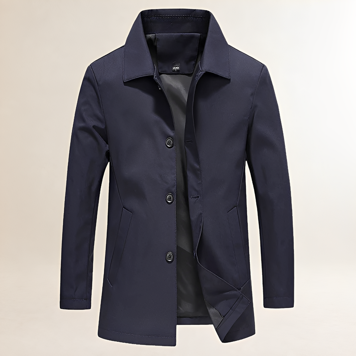Chaqueta larga de hombre con botones y corte casual - Cuello clásico y silueta recta