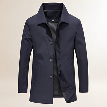 Chaqueta larga de hombre con botones y corte casual - Cuello clásico y silueta recta