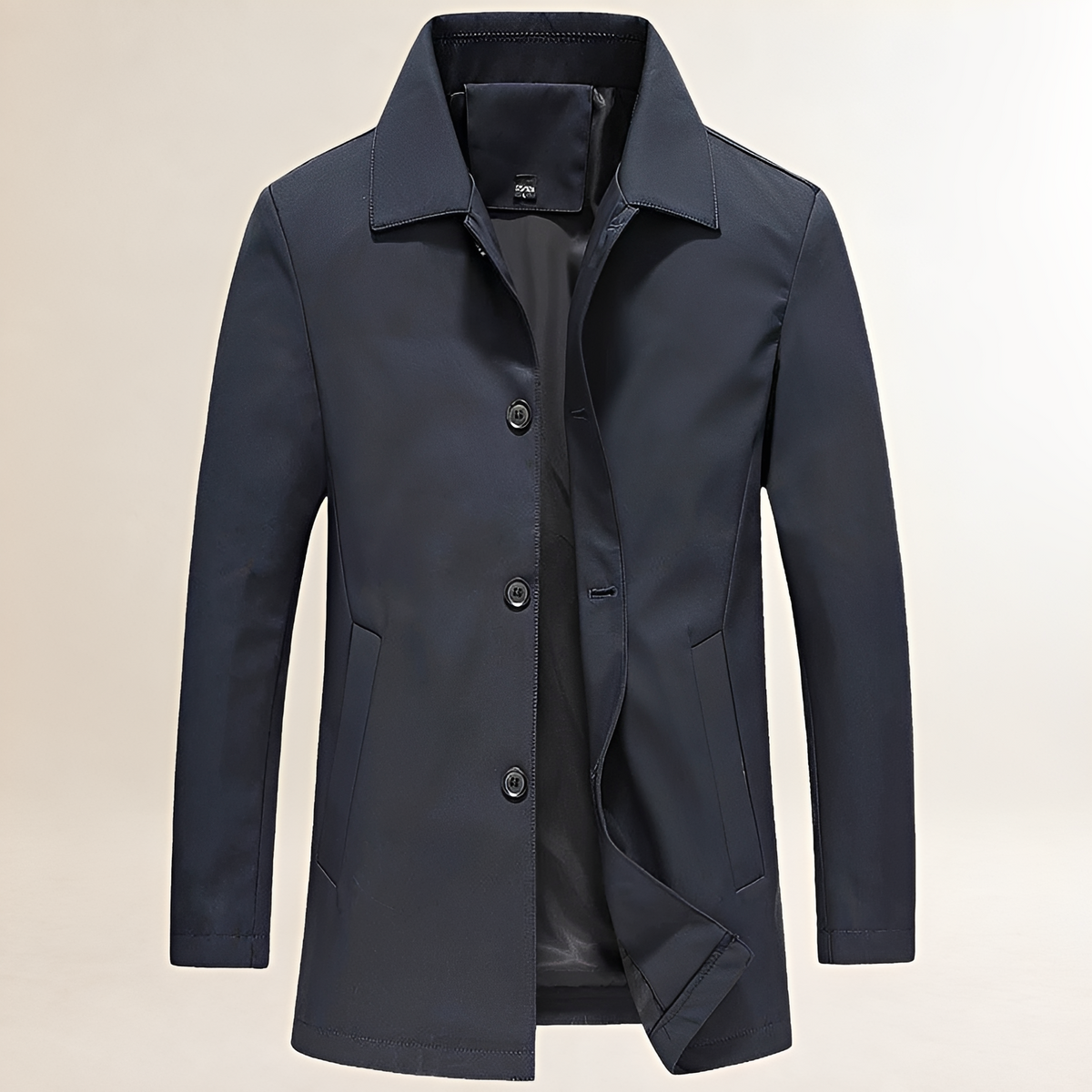 Chaqueta larga de hombre con botones y corte casual - Cuello clásico y silueta recta
