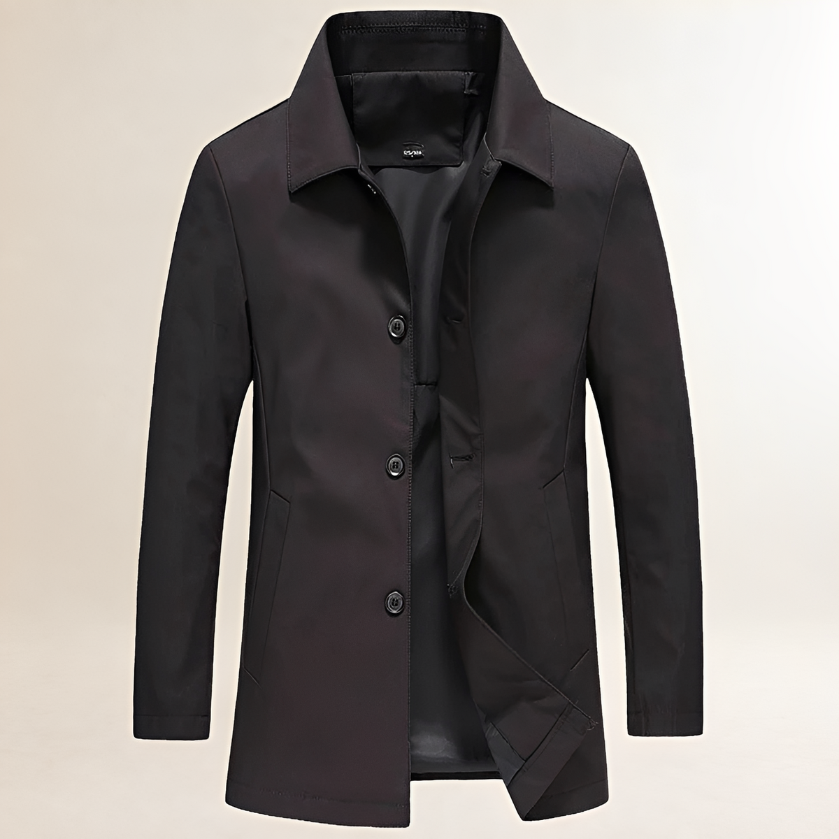 Chaqueta larga de hombre con botones y corte casual - Cuello clásico y silueta recta