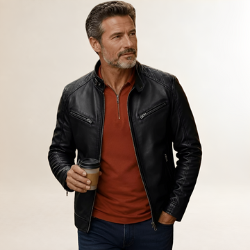 Chaqueta moto para hombre con cierre frontal