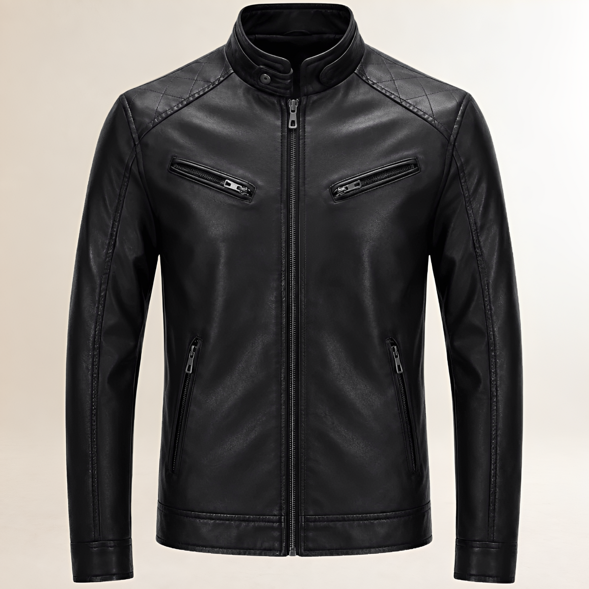 Chaqueta moto para hombre con cierre frontal