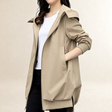 Chaqueta mujer con capucha y cierre de cremallera, estilo casual