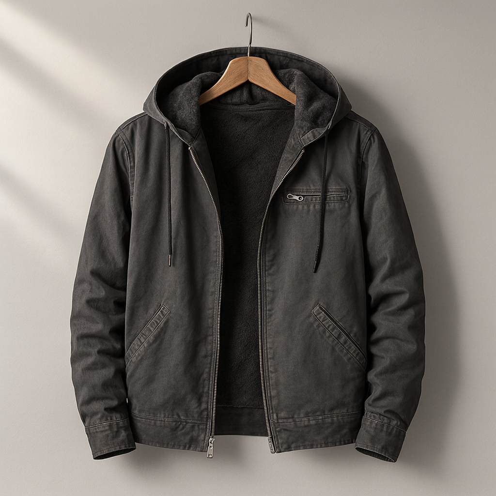 Chaqueta para hombre con capucha - Con cremallera, interior forrado, corte relajado
