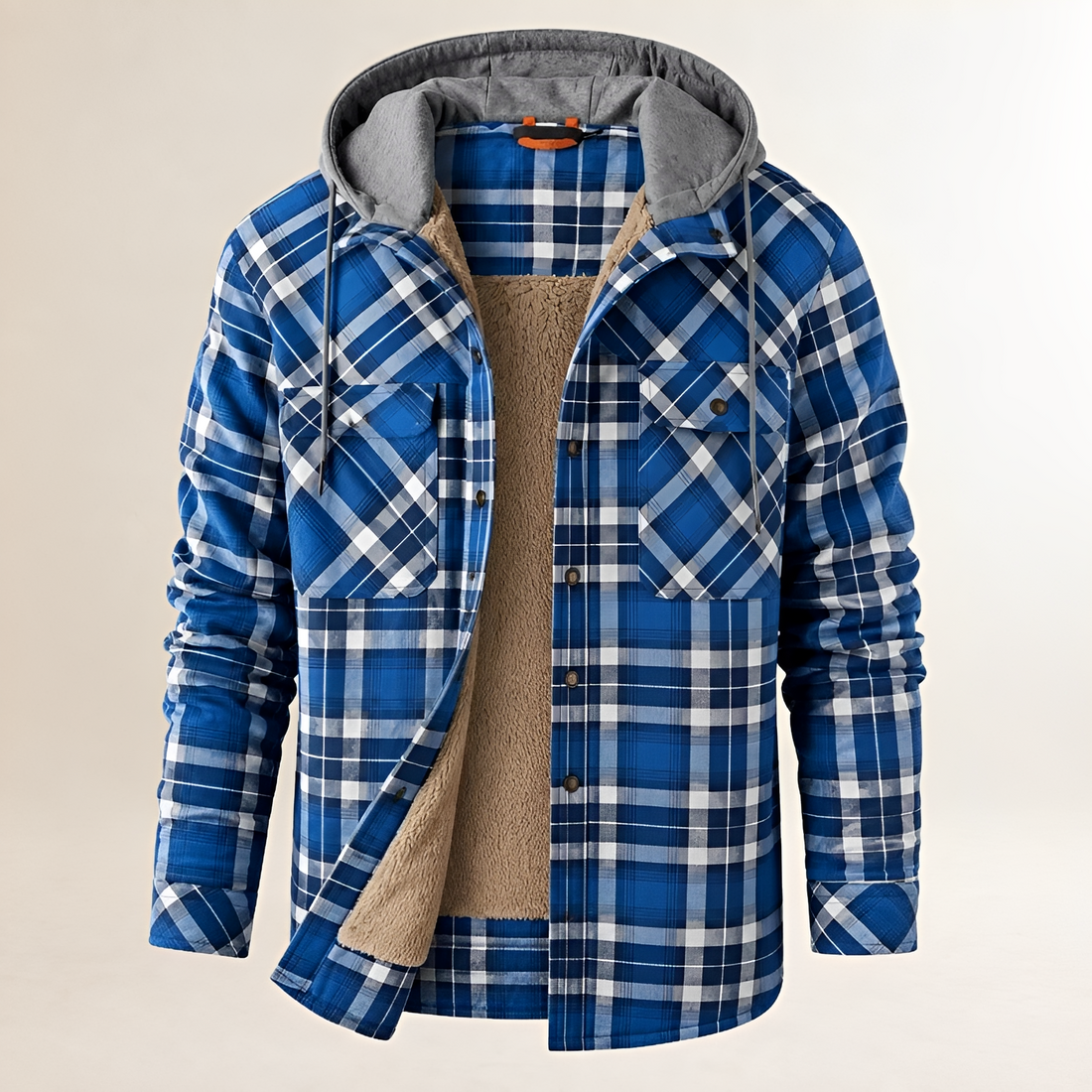Chaqueta para hombre con capucha y cremallera frontal - modelo abotonado y bolsillos con solapas