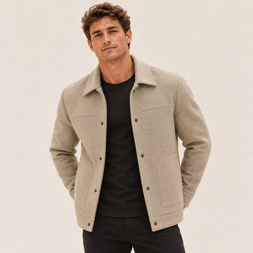 Chaqueta para hombre con cierre de botones y bolsillo de parche - ajuste regular