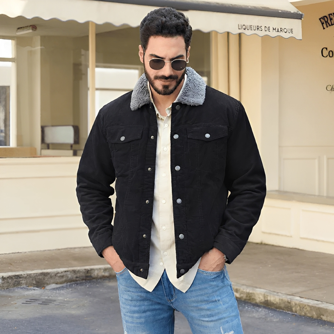 Chaqueta para hombre con cierre de botones y cuello clásico