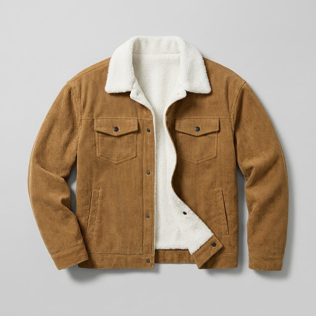 Chaqueta para hombre con cierre de botones, cuello reverso y bolsillos laterales