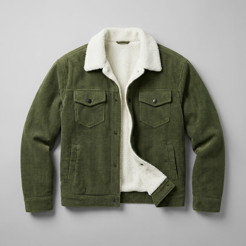 Chaqueta para hombre con cierre de botones, cuello reverso y bolsillos laterales