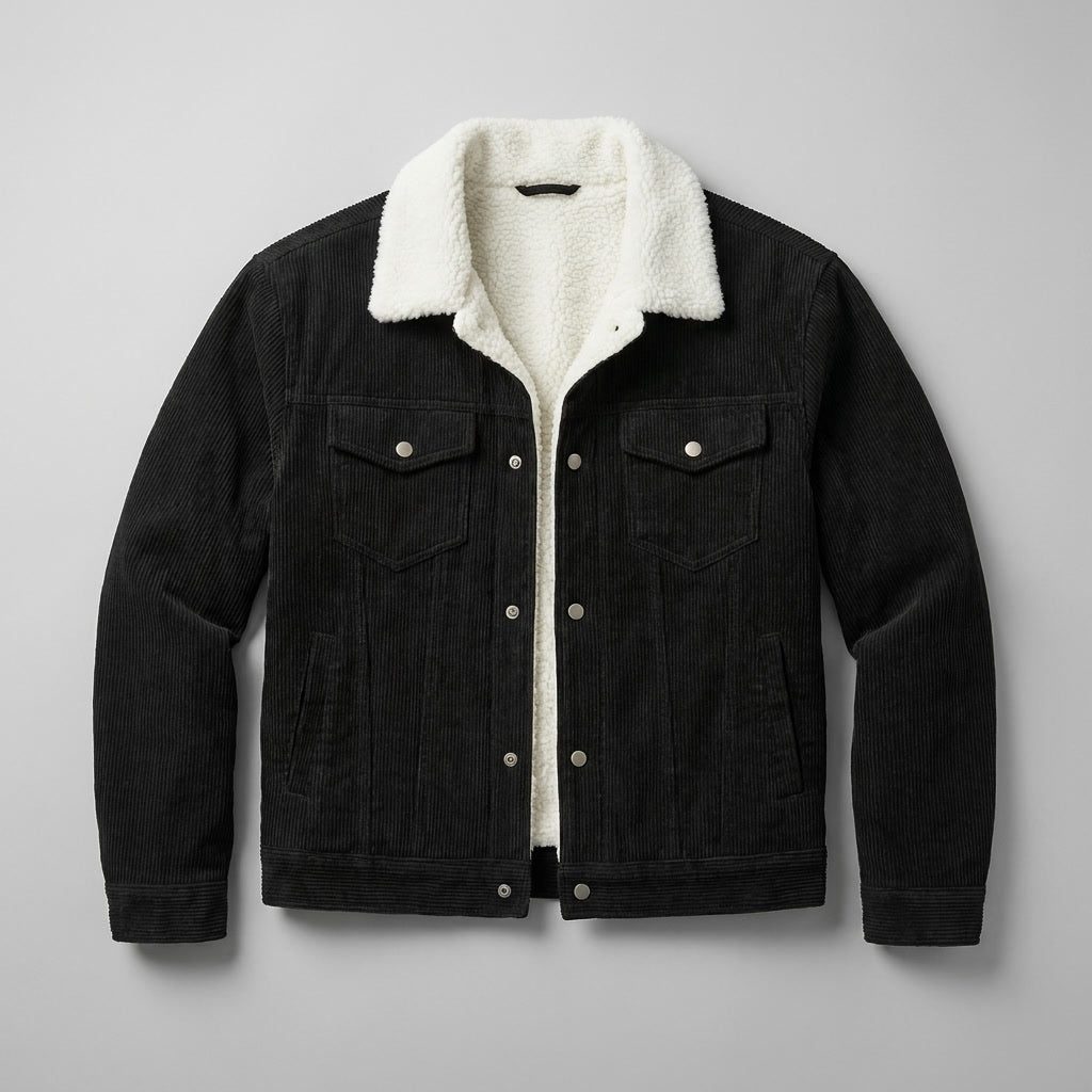 Chaqueta para hombre con cierre de botones, cuello reverso y bolsillos laterales