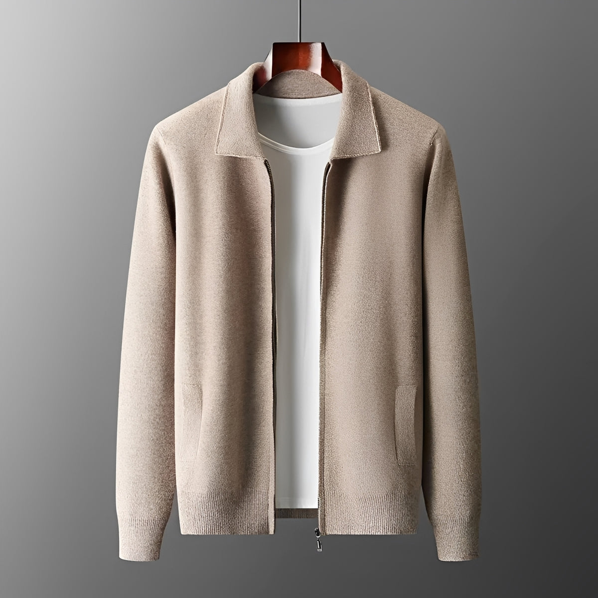 Chaqueta para hombre con cierre y cuello clásico - Corte casual y manga larga