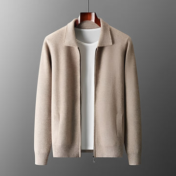 Chaqueta para hombre con cierre y cuello clásico - Corte casual y manga larga