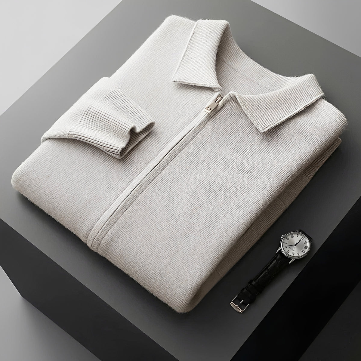 Chaqueta para hombre con cierre y cuello clásico - Corte casual y manga larga