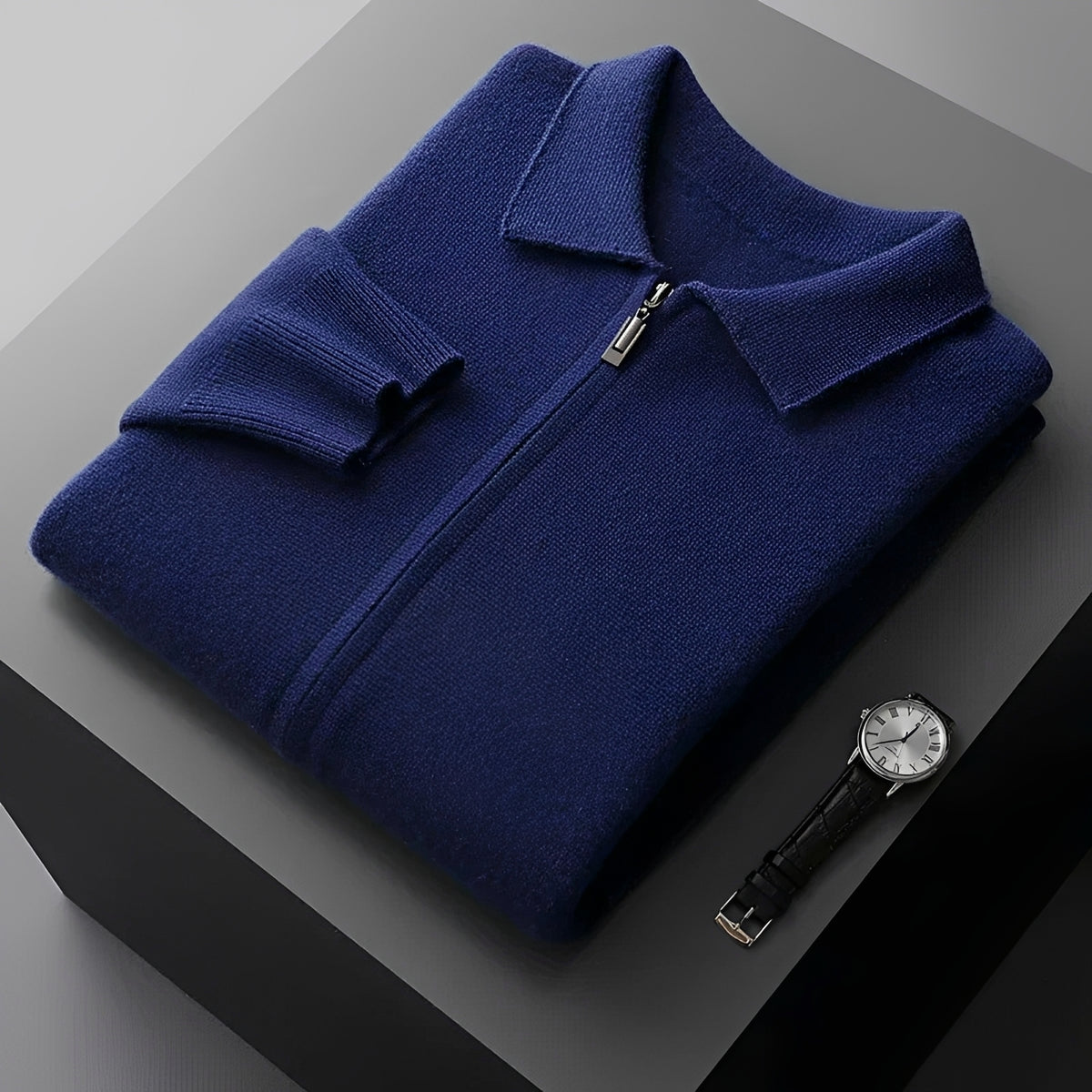 Chaqueta para hombre con cierre y cuello clásico - Corte casual y manga larga