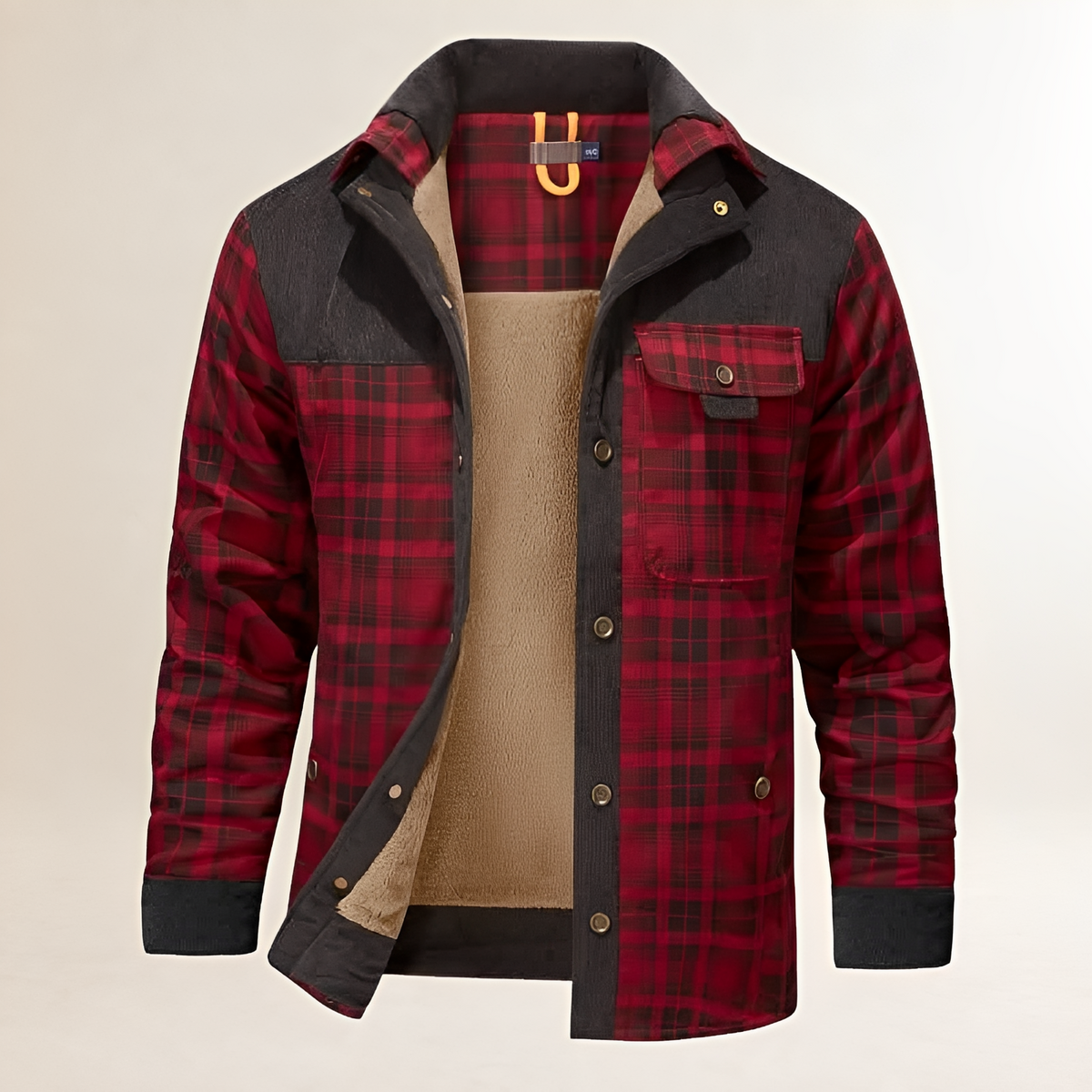 Chaqueta para hombre Dapper con cierre snap-front y cuello alto, diseño a cuadros con bolsillos frontales