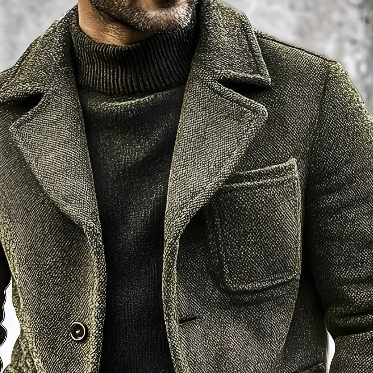 Chaqueta para hombre de doble botonadura texturizada con parche y cuello estándar