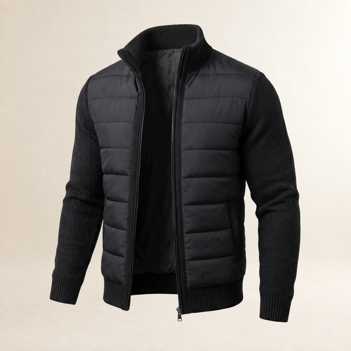 Chaqueta para hombre ligera con diseño acolchado y mangas contrastantes - corte ajustado