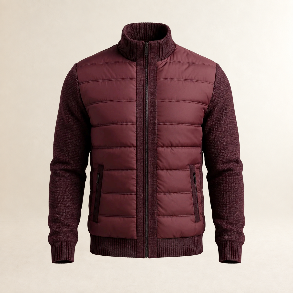 Chaqueta para hombre ligera con diseño acolchado y mangas contrastantes - corte ajustado