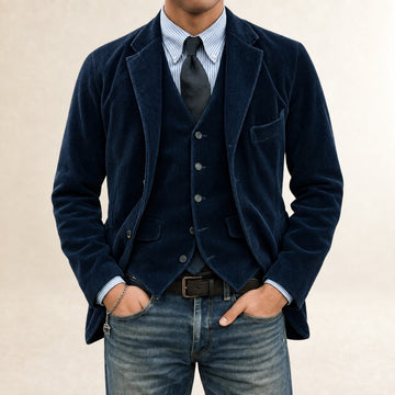 Conjunto de traje para hombre blazer y chaleco con cierre de botones y corte slim fit