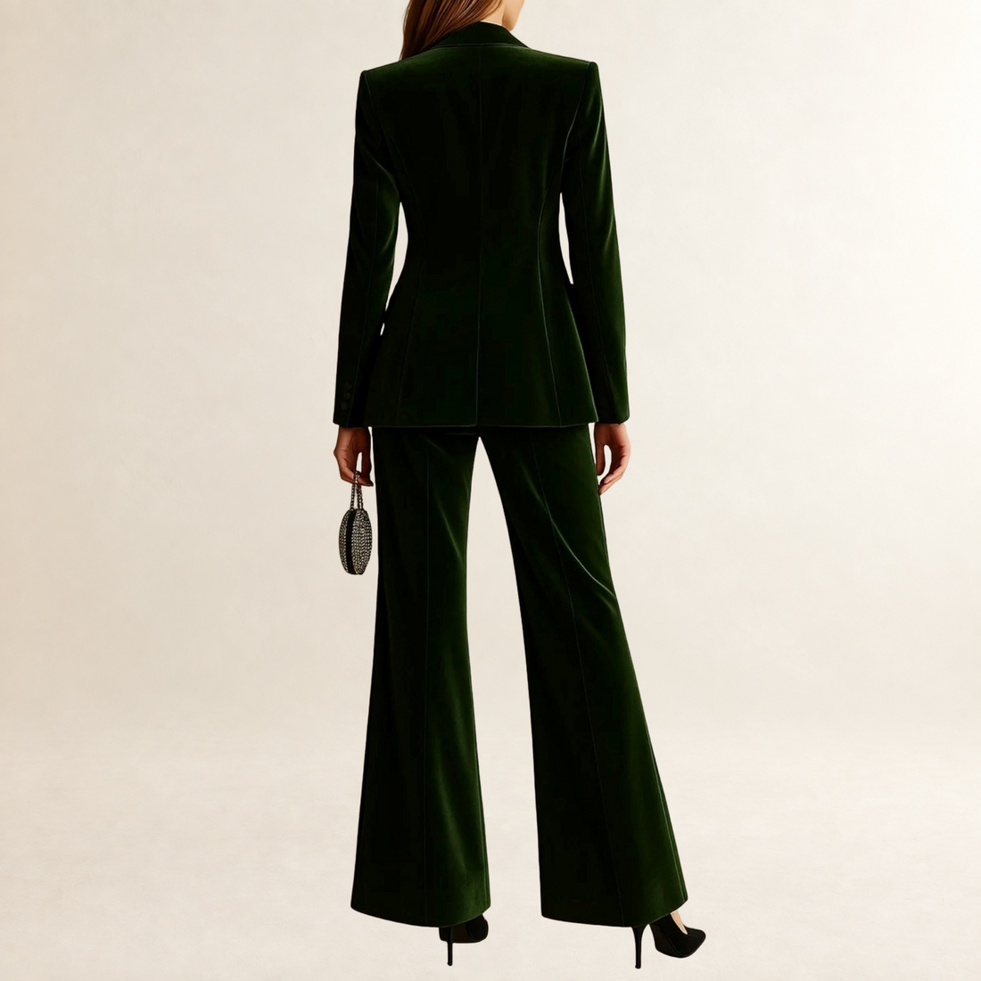 Conjunto de traje para mujer blazer y pantalón acampanado de corte recto