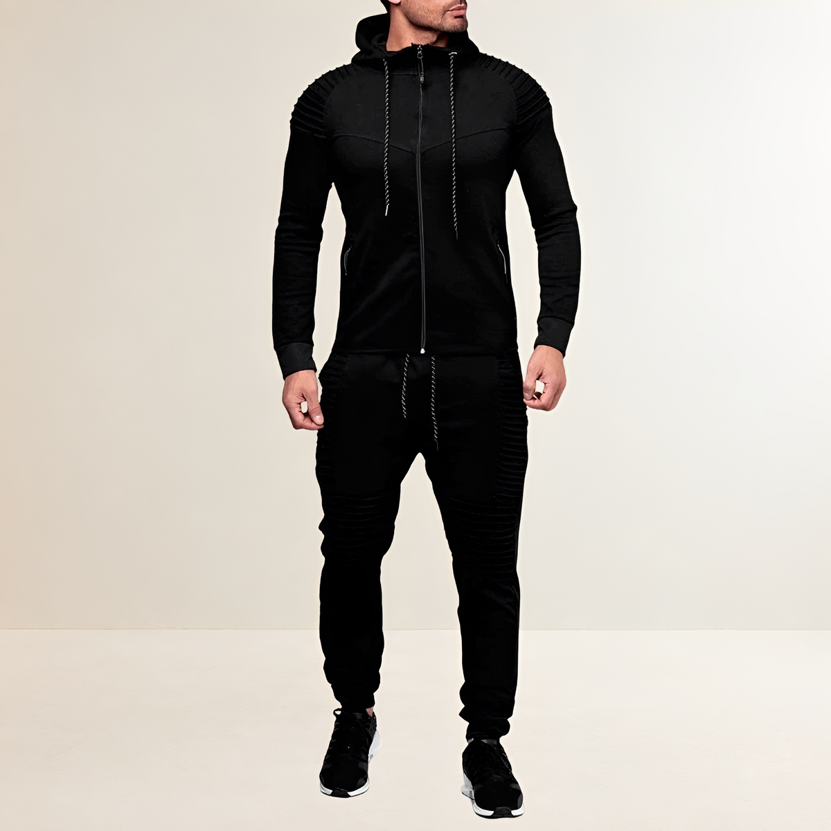 Conjunto deportivo para hombre con sudadera con cremallera y pantalones jogger ajustados