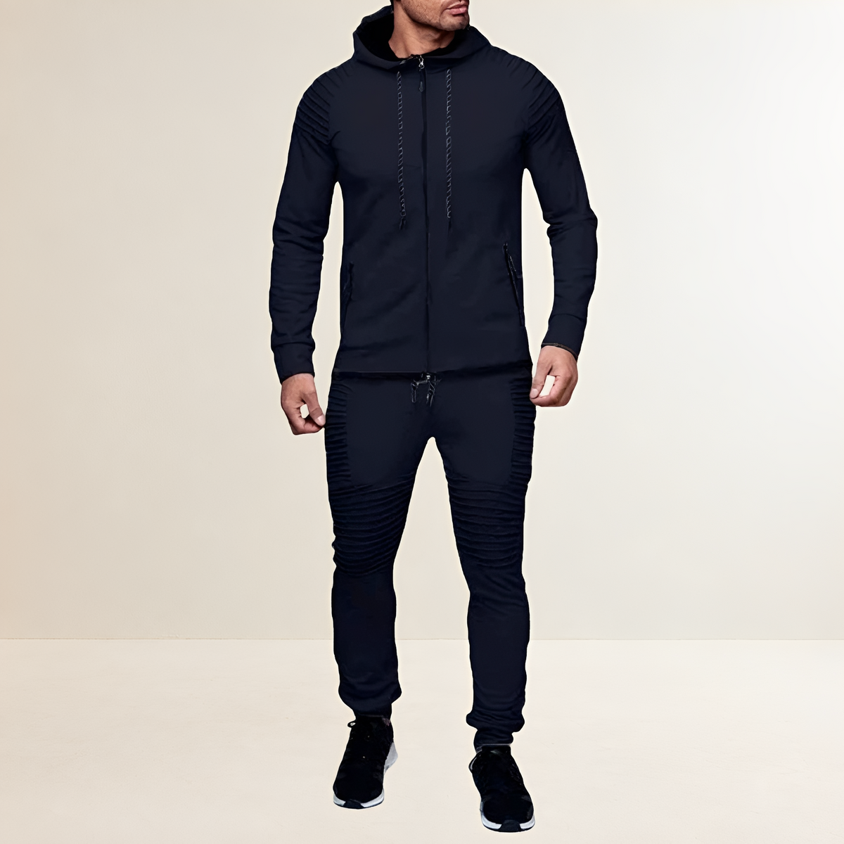 Conjunto deportivo para hombre con sudadera con cremallera y pantalones jogger ajustados