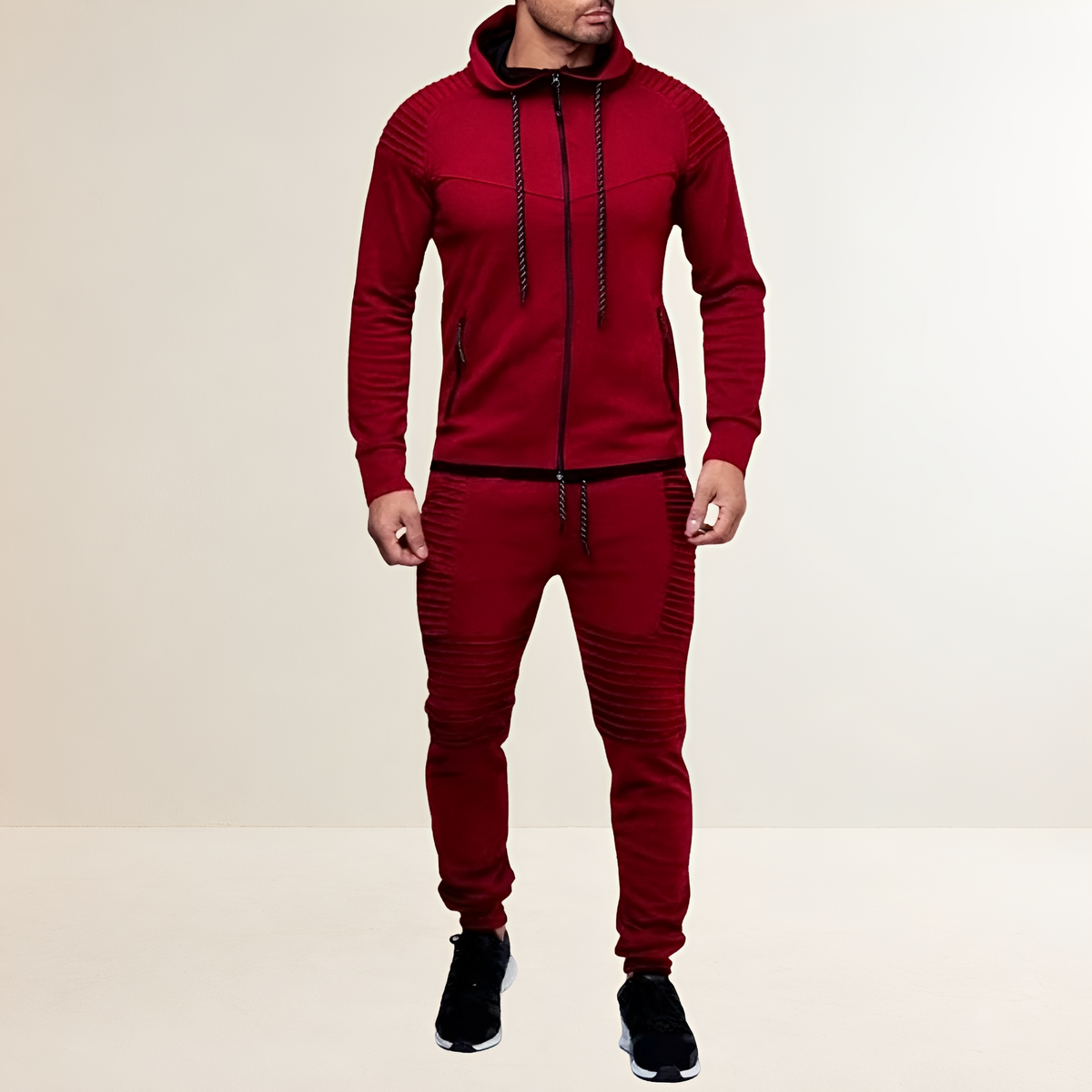 Conjunto deportivo para hombre con sudadera con cremallera y pantalones jogger ajustados