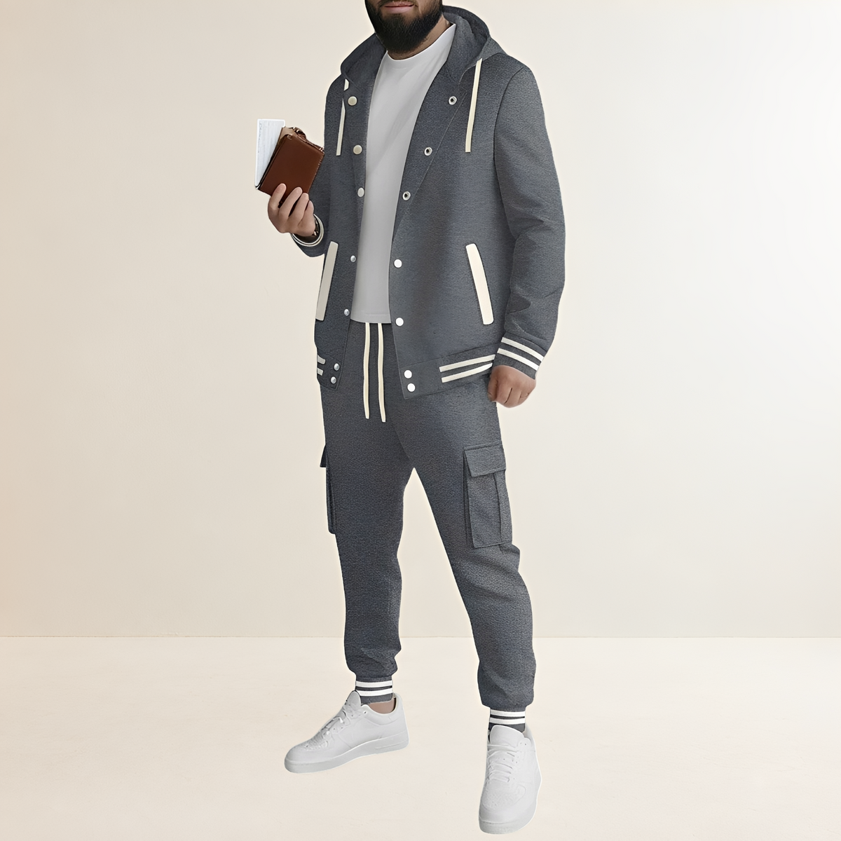 Conjunto deportivo para hombres chaqueta con capucha y pantalones cargo
