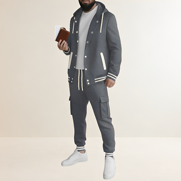 Conjunto deportivo para hombres chaqueta con capucha y pantalones cargo