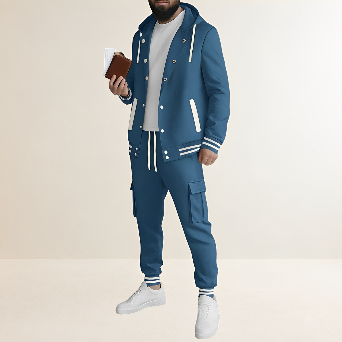 Conjunto deportivo para hombres chaqueta con capucha y pantalones cargo