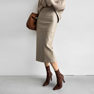 Falda midi mujer ajustada de talle alto con paneles