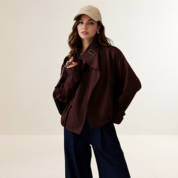 Gabardina mujer oversize con doble botonadura y mangas largas